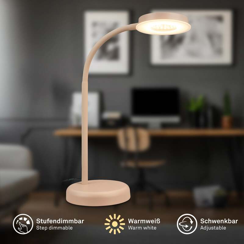 Briloner Tischleuchte Megg LED Lampe dimmbar beige Metall 3000K 55,5cm 800Lumen - 4002707483427