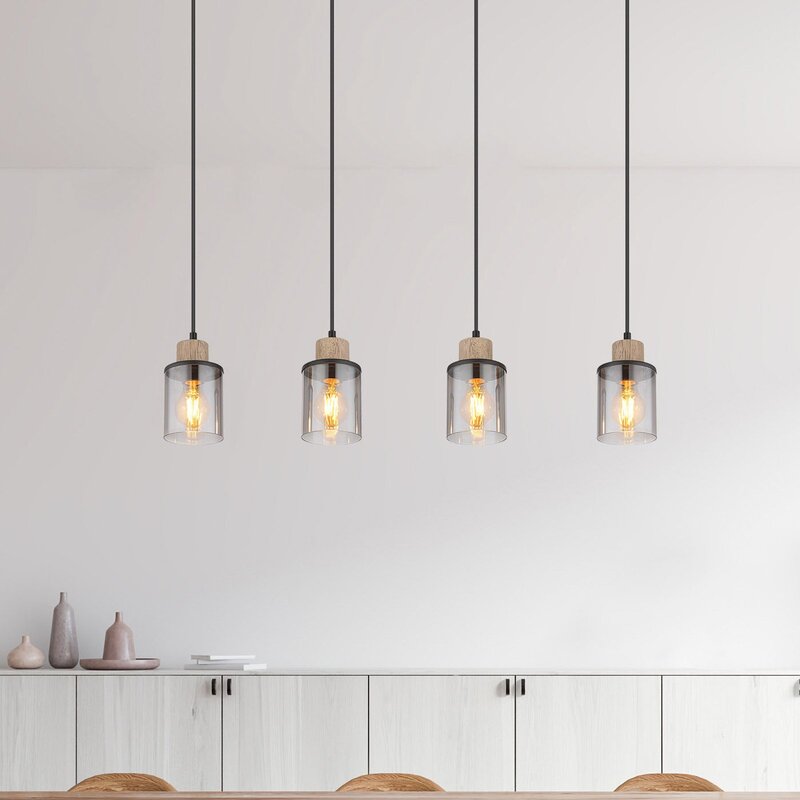 Globo Pendelleuchte Hängeleuchte Reid LED 4-flammig dimmbar schwarz rauch 78cm - 9007371445264