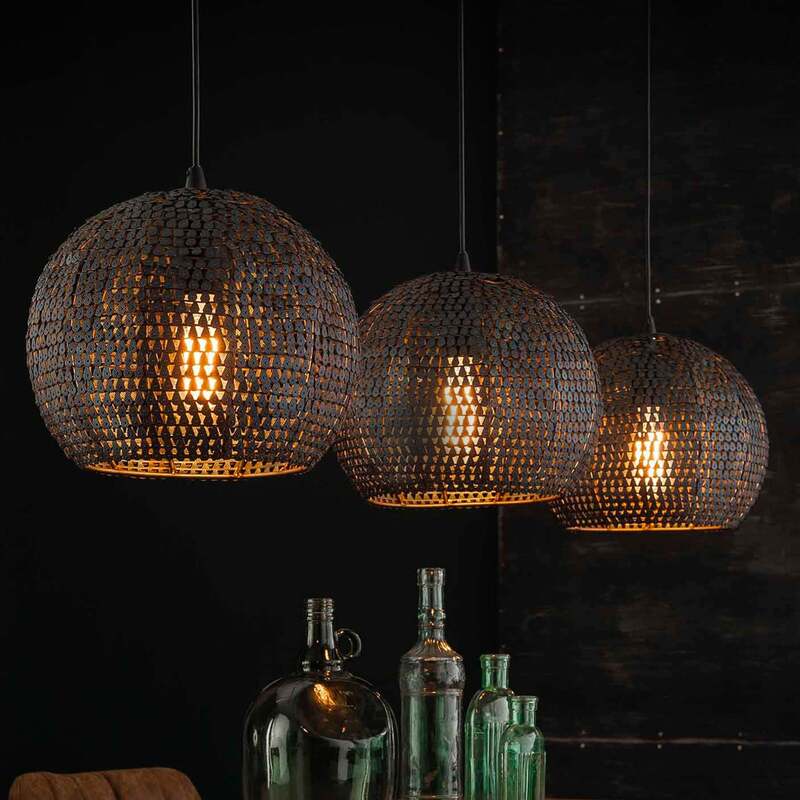 Hängeleuchte Zijlstra dreiflammig braun transparent E27 dimmbar 128 cm - 8713244081033