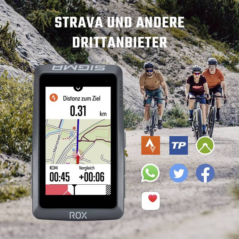 Sigma Fahrrad-Navi ROX 12.1 EVO Bluetooth GPS GLONASS Europa 3 Zoll 110g weiß - 4016224010431