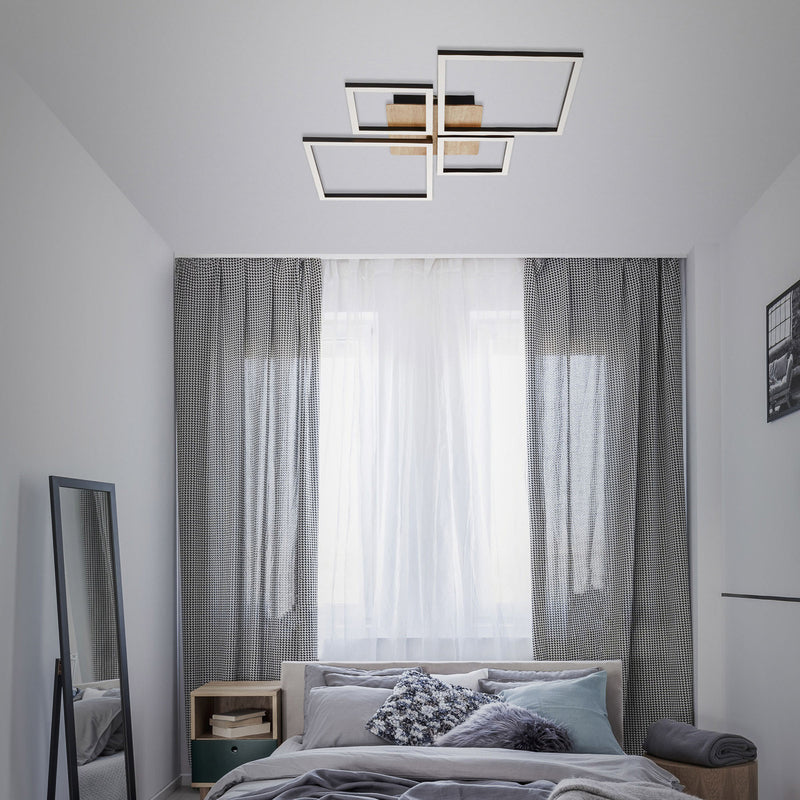Briloner Deckenleuchte Frame LED Lampe dimmbar Holz schwarz 4-flammig 75x47cm - 4002707405207