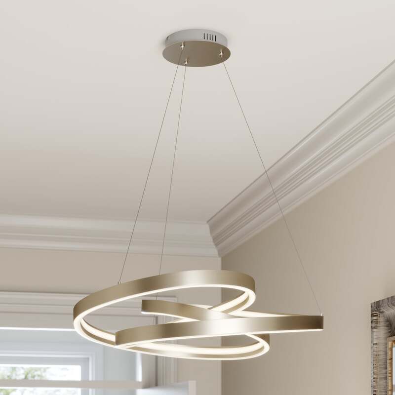 Lucande Hängeleuchte Pendelleuchte Gunbritt LED Lampe dimmbar silber Ø80cm - 4251096572681