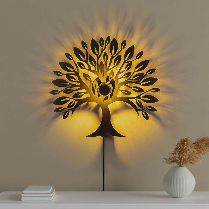 Wandlampe Heart Tree V2 schwarz Metall Stecker Schalter Wandleuchte Lampe Spot - 8683743676491