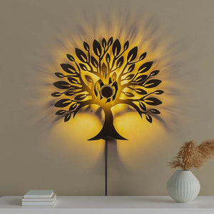 B-Ware Wandlampe Heart Tree V2 Schwarz Metall Stecker Schalter Wandleuchte Lampe S827