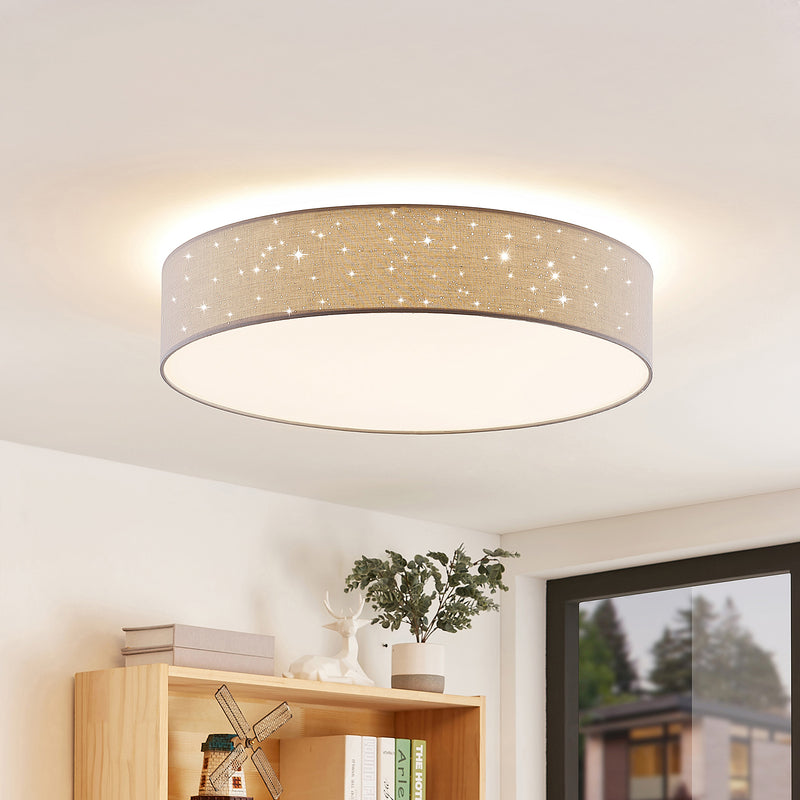 Lindby Deckenlampe Deckenleuchte Ellamina LED hellgrau Textil Wohnzimmerlampe483 - 4251096586596