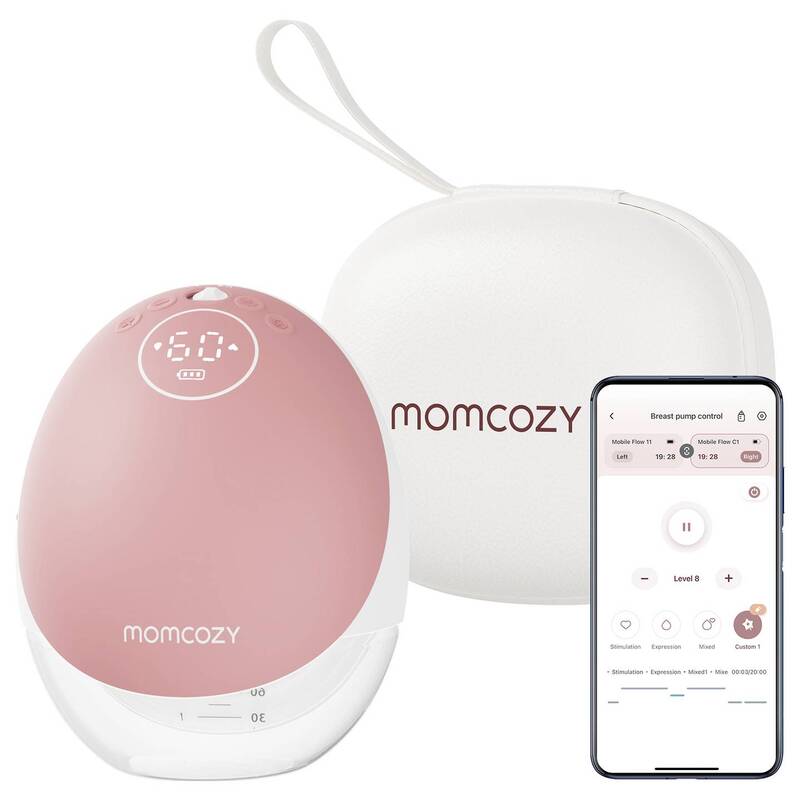 Momcozy Milchpumpe Mobile Flow M9 Akkupumpe 2 Stück Hautfreundlich Weiß Pink - 0762765367858