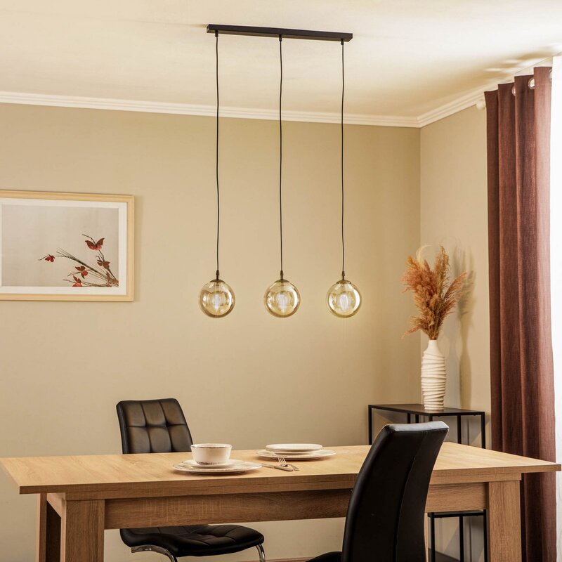 EMIBIG Hängeleuchte Glassy 3-flg gerade schwarz grafit Glas Deckenlampe Leuchte - 5901738919020