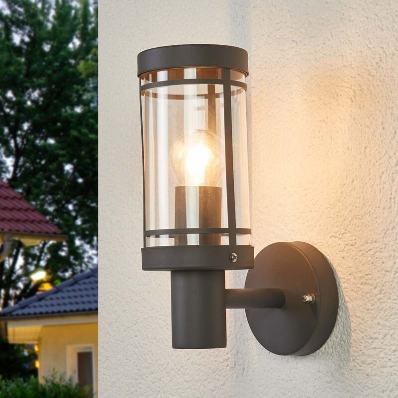 Lindby Außenwandleuchte Djori LED Gartenlampe Edelstahl anthrazit 28,5cm IP44 - 4251096528671