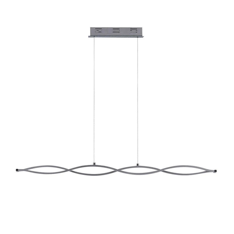 Lucande Pendelleuchte Hängeleuchte LED Balken wellenförmig weiß chrom silber Roa - 4251096560206