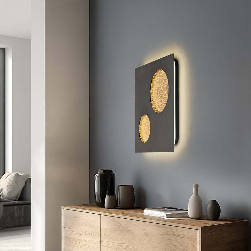 Lucande Wandlampe Wandlicht LED Leuchte grau gold Metall Delin stepdim - 4255830906404