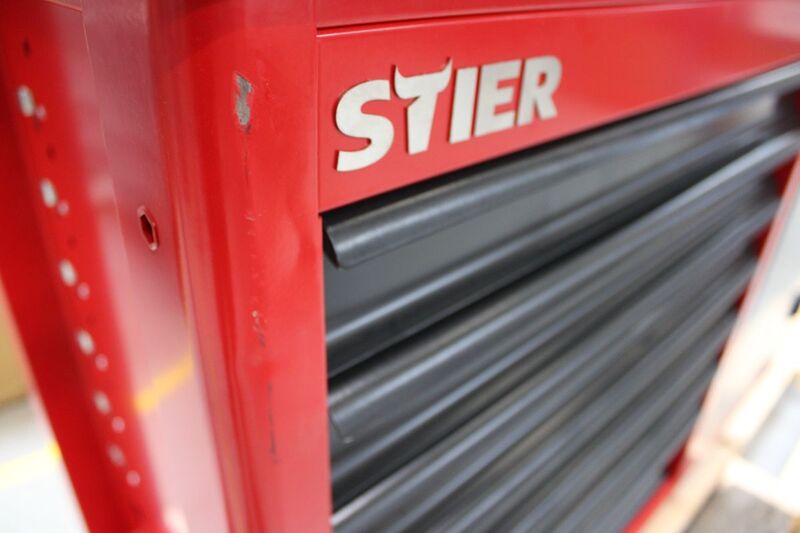 Stier Werkbank fahrbar mit 7 Schubladen und 1 Tür, robust, rot, 925x1120x520mm - 4251709615323