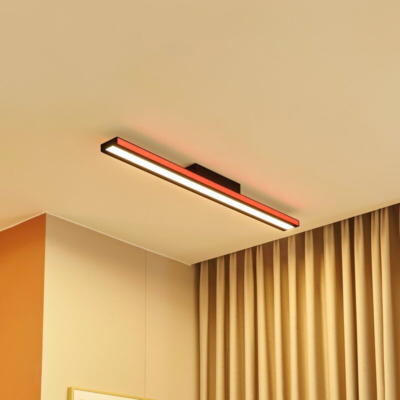 Lucande Deckenleuchte Deckenlampe Smart LED Leicy schwarz RGB CCT Fernbedienung - 4251911766356