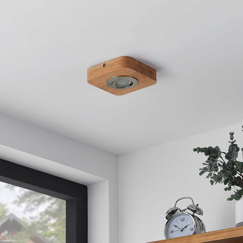 Lindby Deckenleuchte Mikari LED Lampe Downlight Holz schwenkbar warmweiß 14cm - 4251911707939