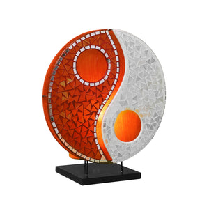 B-Ware Woru Tischlampe Ying Yang Leuchte Lampe Mosaik orange/weiß 36cm Höhe 1x40W E14