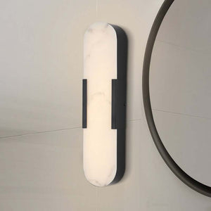 B-Ware Searchlight LED Bad-Wandlampe Opaline Wandleuchte dimmbar schwarz 50cm IP44