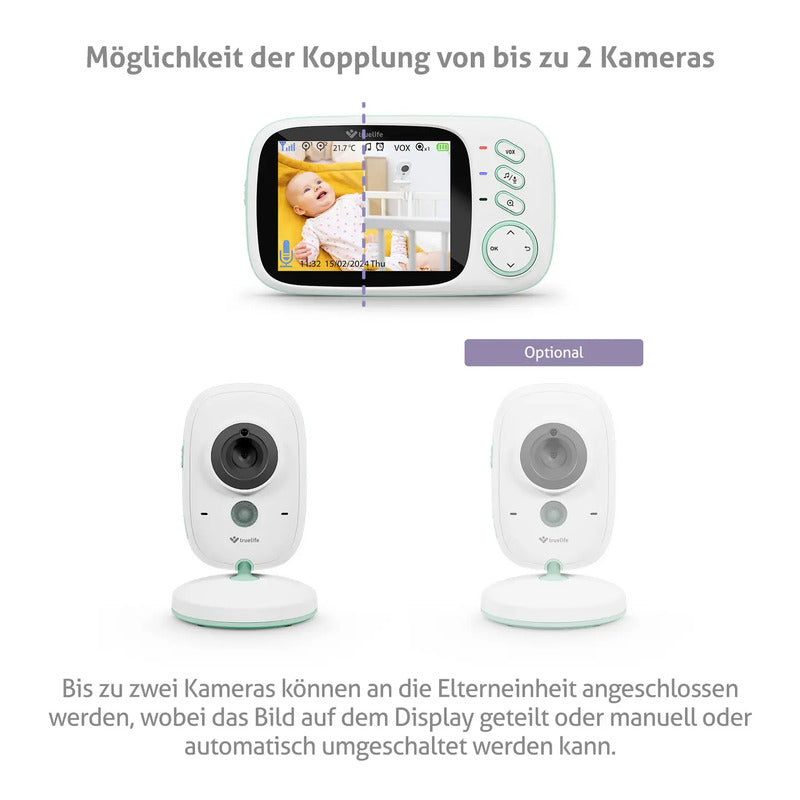 truelife Babyphone NannyCam H32 Pro Monitor mit Kamera Digital 2.4 GHz 300m - 8595724900535