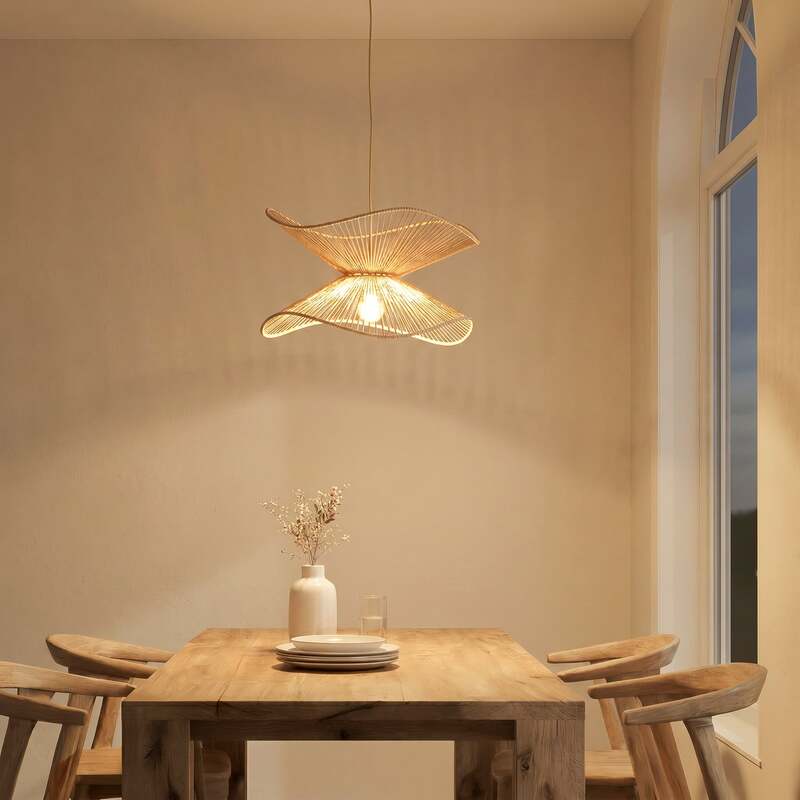 Lindby Pendelleuchte Hängeleuchte Valdorin LED Lampe dimmbar beige Ø40cm 80W - 4251911775303