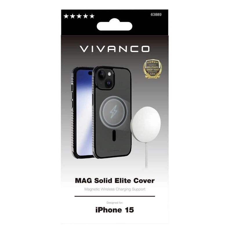 Vivanco Rückcover Handyhülle Backcover iPhone 15 MagSafe schwarz transparent - 4008928638899
