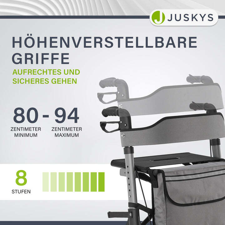 Aluminium Rollator Vital klappbar Gehhilfe mit Sitz grau 130kg Unabhängigkeit - 4260565522683