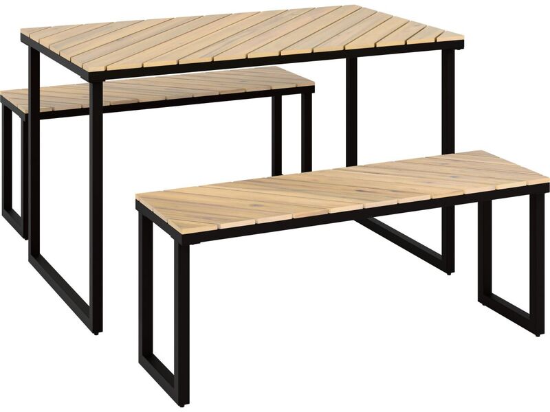 Esstischgruppe Brookfield Garten Esstisch Set 3-teilig Stahl Akazienholz - 4007875112582