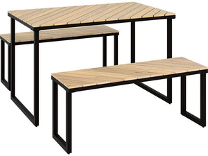 B-Ware Esstischgruppe Brookfield Garten Esstisch Set 3-teilig Stahl Akazienholz