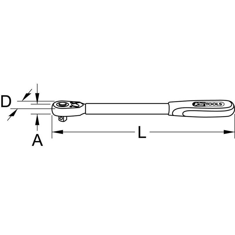 KS Tools Umschaltknarre 1/2" Ratsche 72 Zähne 600mm Chrom-Vanadium Stahl - 4042146909225