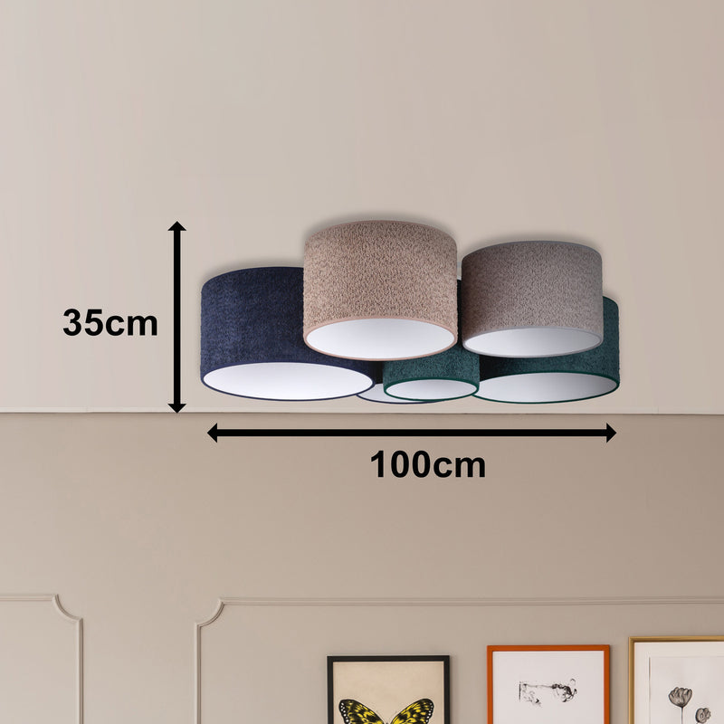 Euluna Deckenleuchte Boucle 6fl blau/grün/cappuccino/grau - 5905317600668