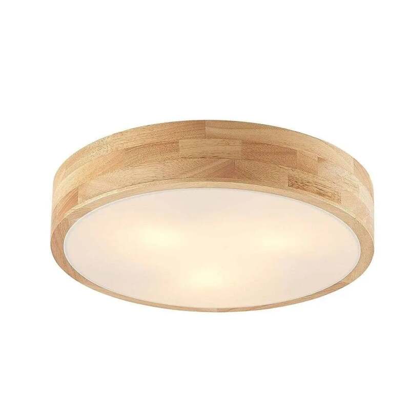 Lindby Deckenlampe Hängeleuchte Tanju LED Leuchte dimmbar Holz Ø40cm weiß 3-flg - 4251911729047