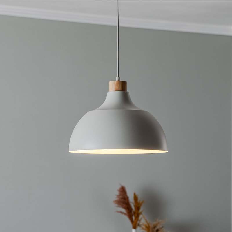 Envostar Hängeleuchte Kaitt LED Pendelleuchte dimmbar beige Holzdetail Ø34cm - 5906135159987