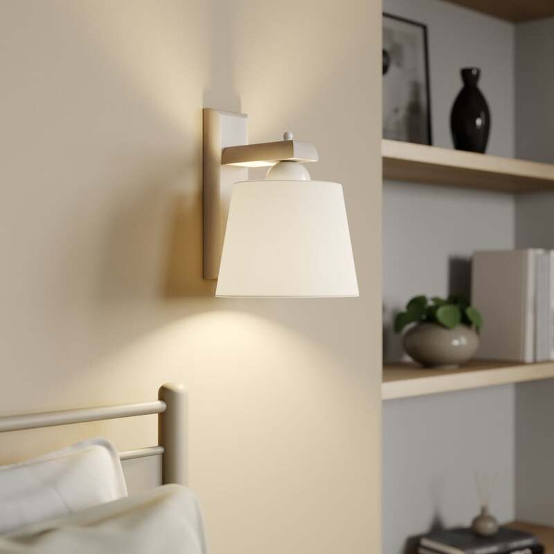 Wandleuchte Sweden Holzgestell LED dimmbar altweiß Designer Lampe 20x24,5cm - 5907687436212