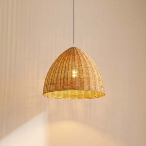 B-Ware Lindby Hängeleuchte Laverne LED Pendelleuchte Rattan dimmbar beige Ø40cm 35cm