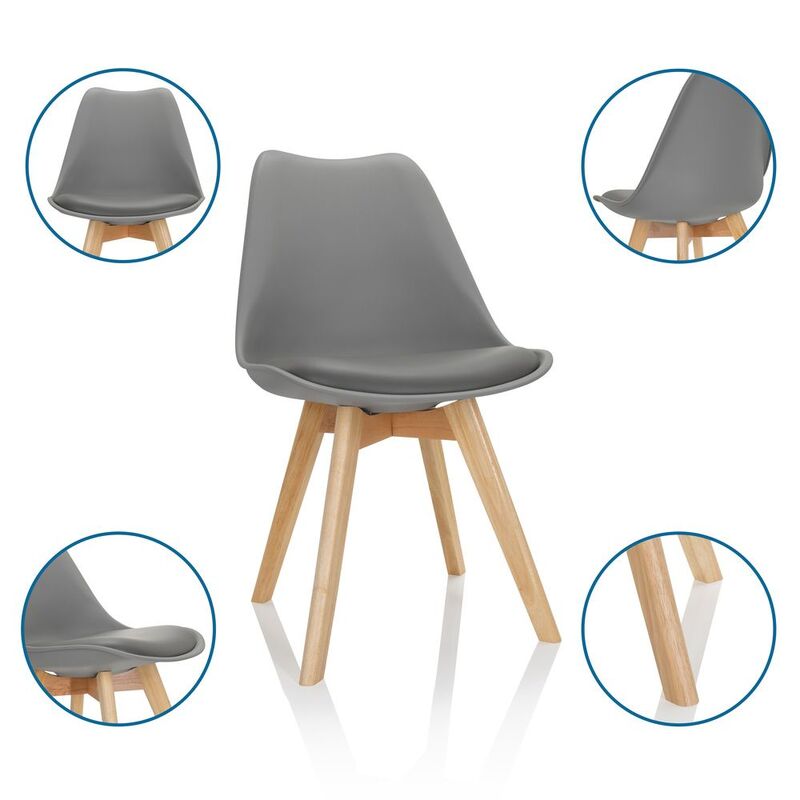 hjh OFFICE Besucherstuhl Schalenstuhl SCANDI Esszimmerstuhl Kunststoff grau 16 - 4064323007142