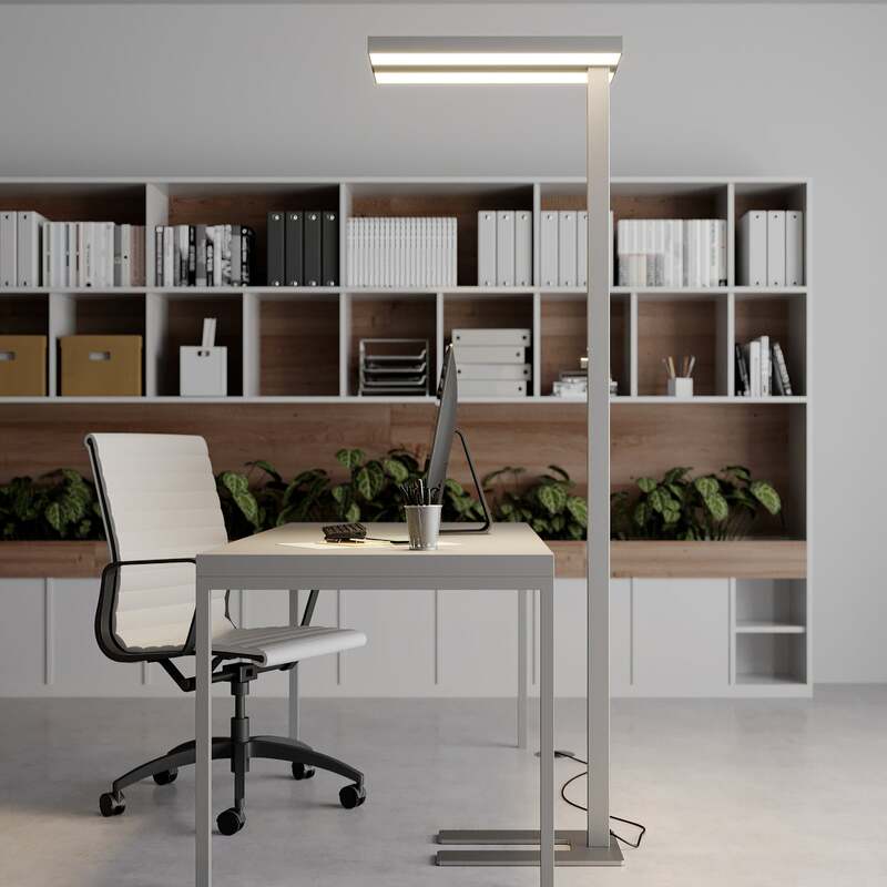 Arcchio Stehlampe Logan LED dimmbar silber 6000lm U-fuß 196cm Büro Leuchte - 4251096526974
