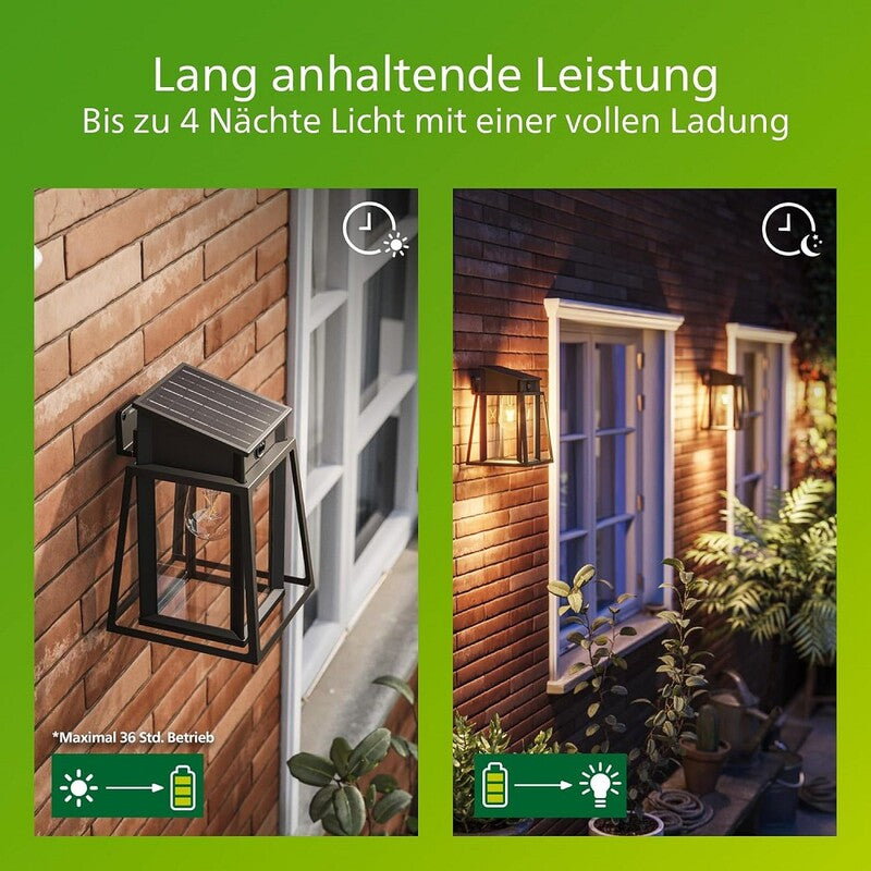Philips Wandleuchte Außenlampe Solarleuchte Ultra-Efficient schwarz SIEHE TEXT - 8720169361867