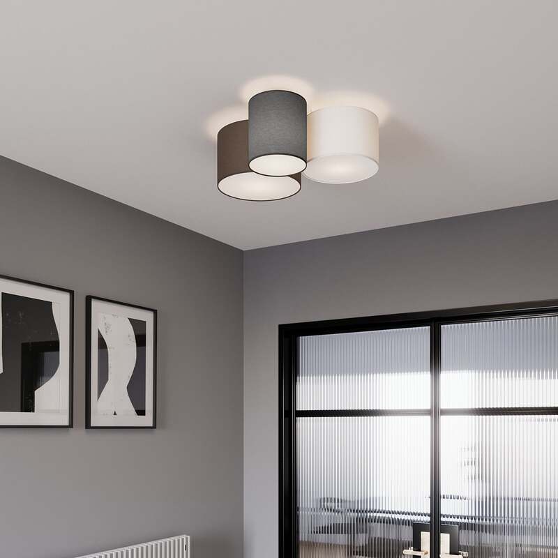Lindby Deckenleuchte Lampe Laurenz LED 3-flg dimmbar grau braun Ø20-32cm - 4251096563238
