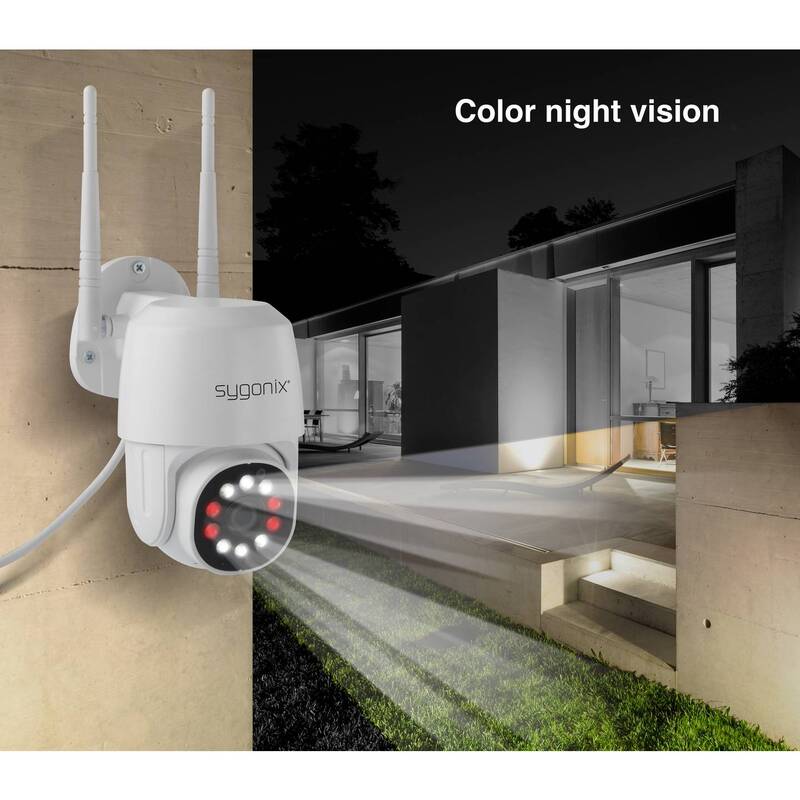 Sygonix IP Überwachungskamera WLAN PTZ 1920x1080 Pixel 2-Wege-Kommunikation weiß - 4064161183992