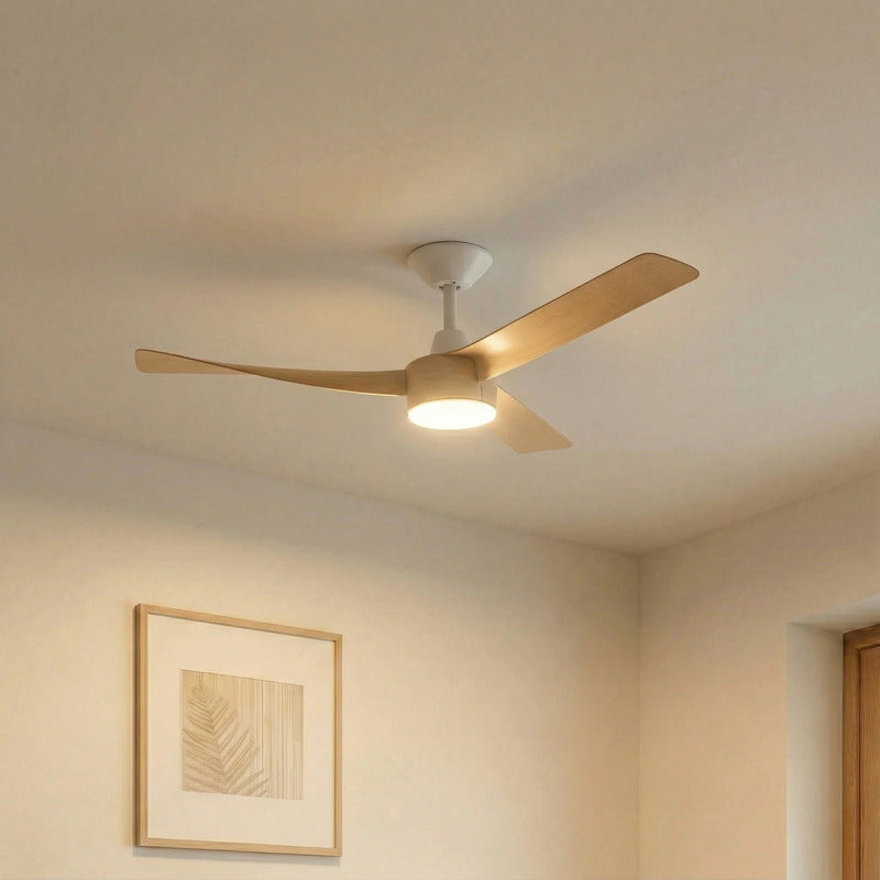 Lucande Deckenventilator Airona LED Ventilator dimmbar leise Eiche weiß 95x95cm - 4255830911781