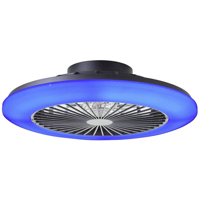 Brilliant Salerno LED Deckenleuchte 49cm mit Ventilator dimmbar Schwarz - 4004353435881