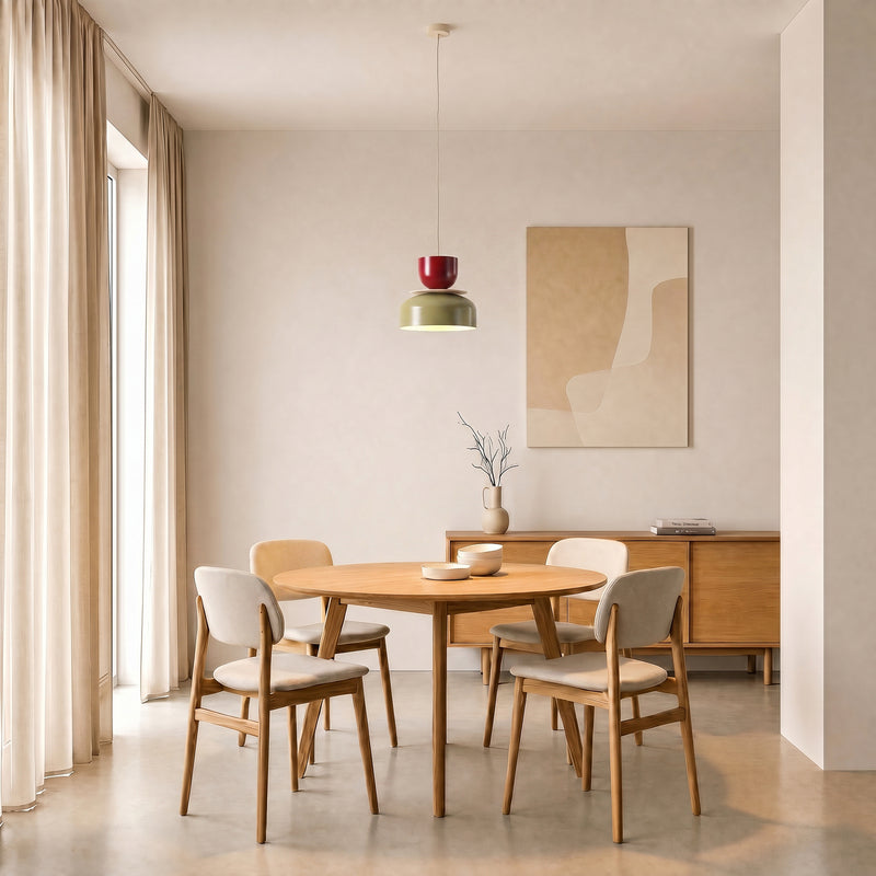 Hängeleuchte Uto beige rot 30 cm dimmbar E27 Aldex Metall satiniert - 5904798659066