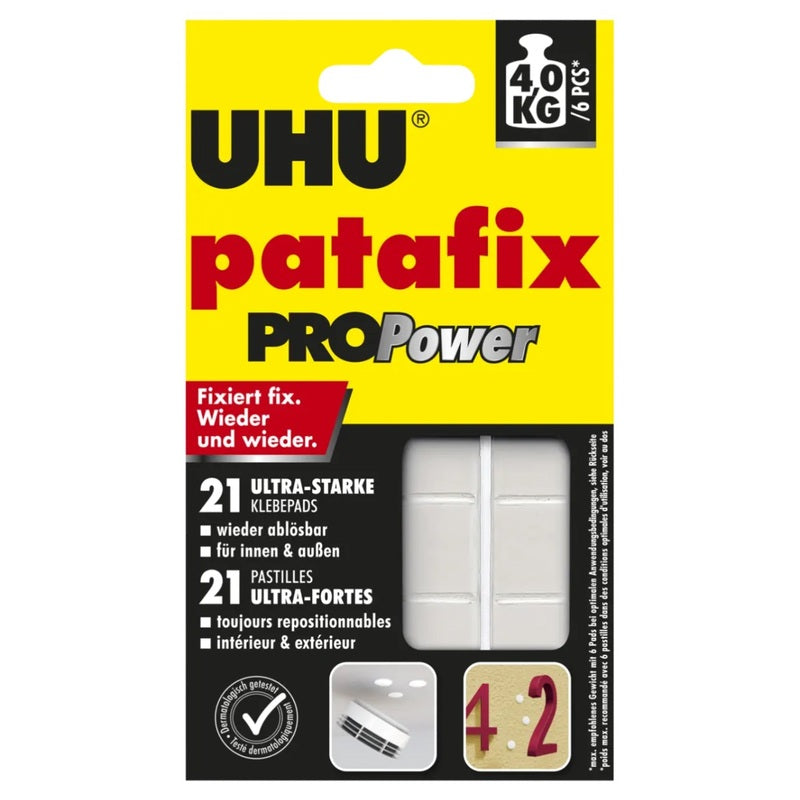 UHU doppelseitige Klebepads patafix PROPower 25x20mm weiß 3g Haushalt und Büro - 4026700479058