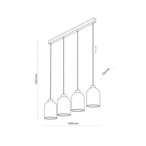 C-Ware Glas-Hängeleuchte Sapito vierflammig amber Deckenlampe Lampe SIEHE TEXT/FOTO