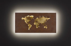 B-Ware Linda LED Wall Lamp in Map Design Gold