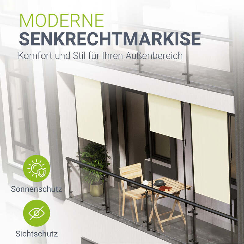 Senkrechtmarkise Barbados 100x310 cm Sichtschutz beige UV-beständig verstellbar - 4262437183794