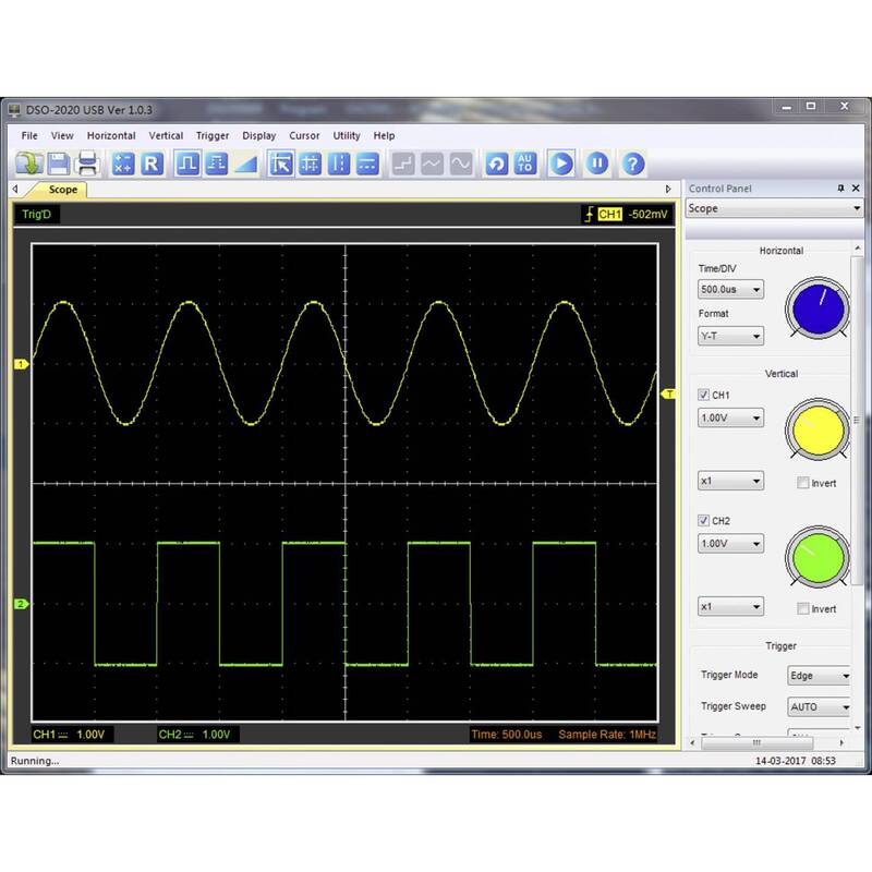 Voltcraft USB-Oszilloskop DSO-2020 20 MHz 2-Kanal 48 MSa/s 1 Mpts 8 Bit DSO - 4016138790269