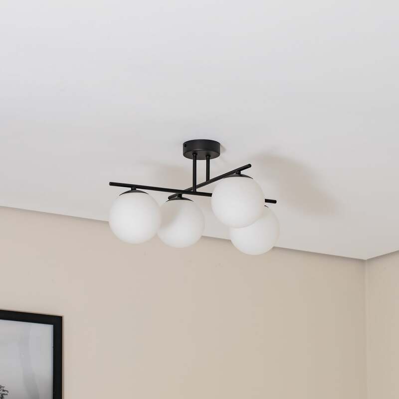 Aurora Deckenleuchte Lampe schwarz Glas Ø 50 cm 4 flammig E14 SIEHE TEXT/FOTO327 - 5905563001387