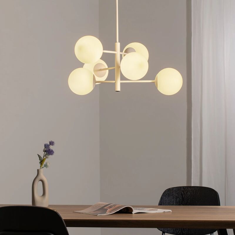 Domiluce Aurora Pendant Light, White, Ø 60 Cm, 6-bulb, Glass, E14 - 5905563004142