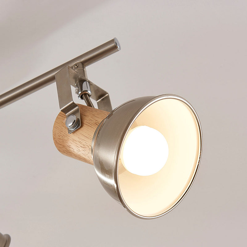 Lindby Deckenleuchte Dennis LED Lampe Leuchte dimmbar nickel holz 53x15cm - 4251096546156