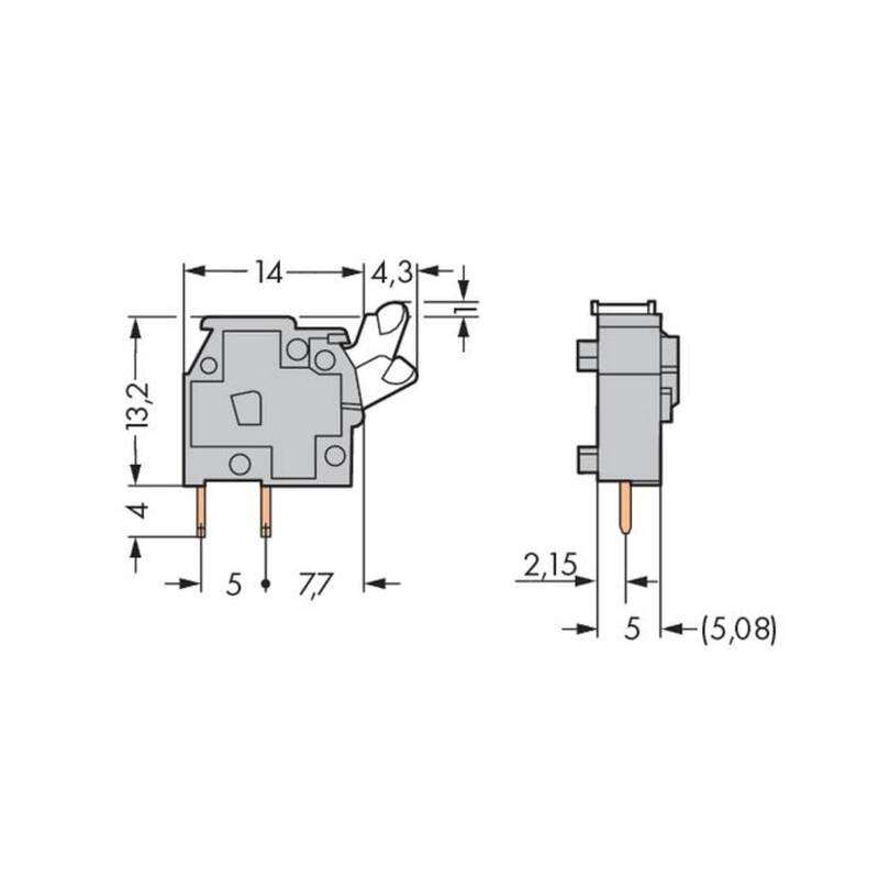 WAGO Federkraftklemmblock Klemmenblock Leiterplatte 255-401 Grau 1 Pol 500 Stück - 4044918658492