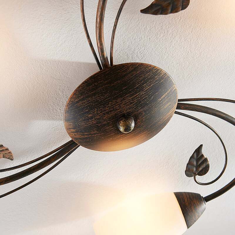 Lindby Deckenleuchte Stefania LED Lampe Leuchte dimmbar schwarz-gold Ø46cm 3-flg - 4251096534894