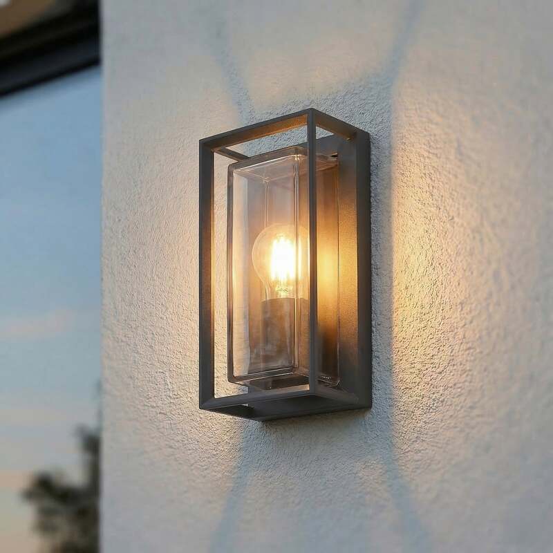 Arcchio Außenwandleuchte Ismera 25 cm anthrazit mit Sensor IP65 E27 - 4251911795844